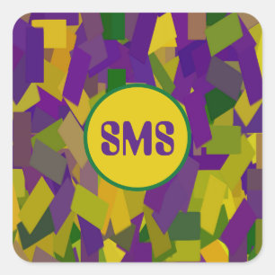 Mardi Gras Blocks Square Sticker