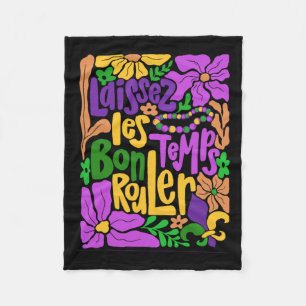 Mardi Gras Boho Laissez Les Bon Temps Rouler Fleur Fleece Blanket