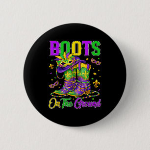 Mardi Gras Boots On The Ground Cowgirl Western Bla 2 Inch Round Button