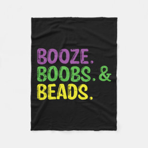 Mardi Gras Booze Beads Funny Fat Tuesday Carnival Fleece Blanket