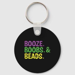 Mardi Gras Booze Beads Funny Fat Tuesday Carnival Keychain