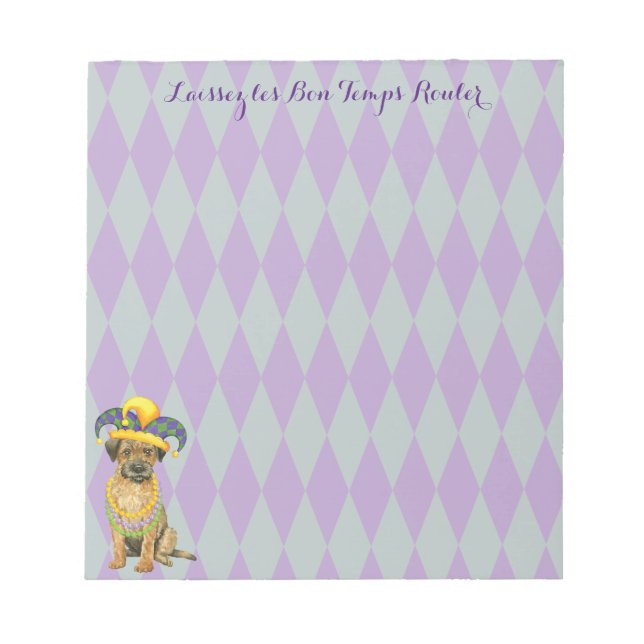 Mardi Gras Border Terrier Notepad (Front)