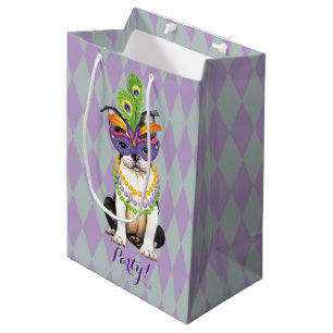 Mardi Gras Boston Terrier Medium Gift Bag