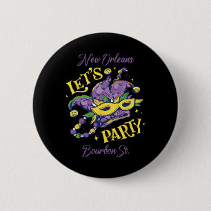 Mardi Gras Bourbon Street New Orleans Souvenir Lou 2 Inch Round Button