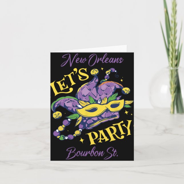 Mardi Gras Bourbon Street New Orleans Souvenir Lou Card (Front)