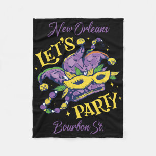 Mardi Gras Bourbon Street New Orleans Souvenir Lou Fleece Blanket