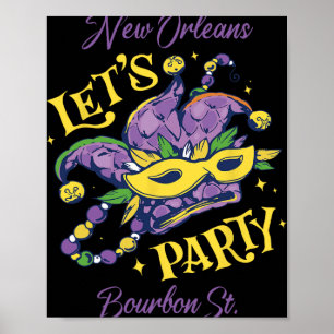 Mardi Gras Bourbon Street New Orleans Souvenir Lou Poster