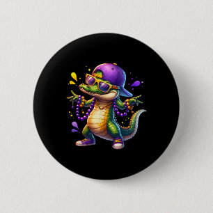 Mardi Gras Boys Men Alligator Mardi Gras  2 Inch Round Button
