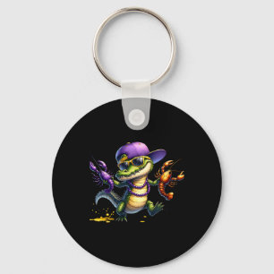 Mardi Gras Boys Men Crawfish Alligator Mardi Gras Keychain