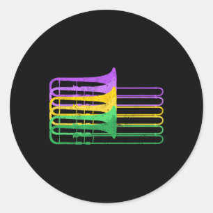Mardi Gras Br Trombone Marching Orchestra Classic Round Sticker