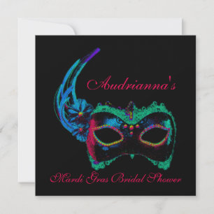 "Mardi Gras Bridal Shower"-Multiple Neon Colours[a Invitation