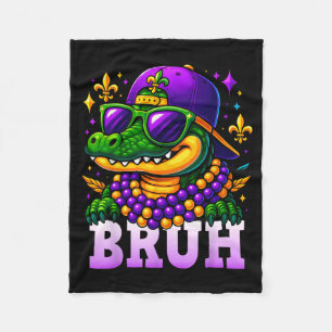 Mardi Gras Bruh Mardigator Alligator Costume Teens Fleece Blanket