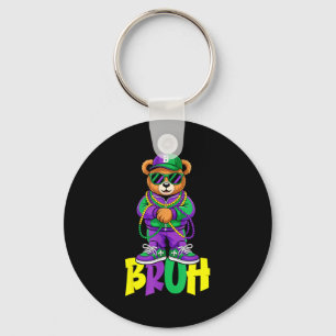 Mardi Gras Bruh Teddy Bear Hip Hop Boys Men New Or Keychain