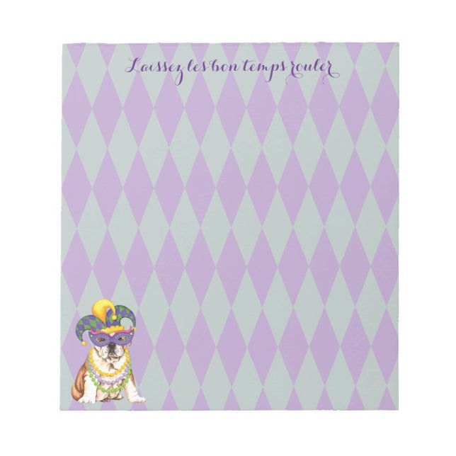 Mardi Gras Bulldog Notepad (Front)