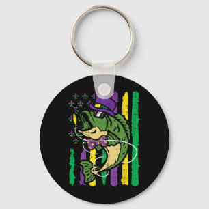 Mardi Gras Byb Fish Us Flag Patriot Fisherman Men Keychain