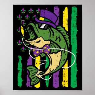 Mardi Gras Byb Fish Us Flag Patriot Fisherman Men Poster