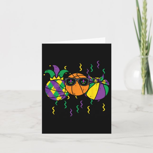 Mardi Gras Bysketbyll Fun Sports Boys Kids Toddler Card (Front)