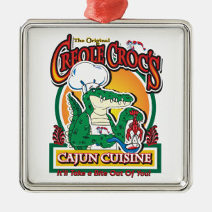 Mardi Gras Cajun Crocodile Metal Ornament
