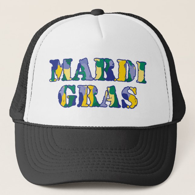 Mardi Gras Camo Trucker Hat (Front)