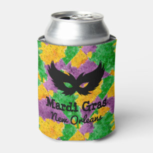 Mardi Gras Camouflage Mask Can Cooler