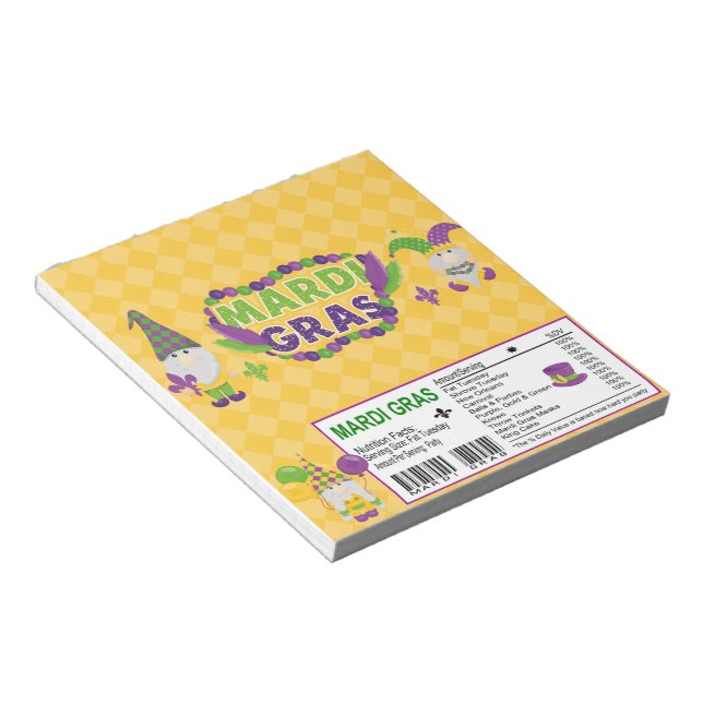 Mardi Gras Candy Bar Wrapper Party Favours Notepad (Angled)