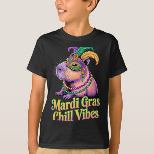 Mardi gras capybara chill vibes masquerade mask T-Shirt