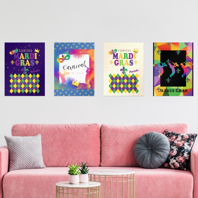 Mardi Gras Carnaval Fleur de Lis Diamond Arlequin (Salon)