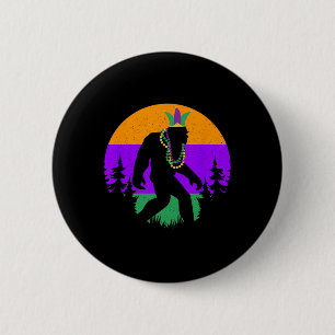 Mardi Gras Carnival Bigfoot New Orleans Cajun Fest 2 Inch Round Button