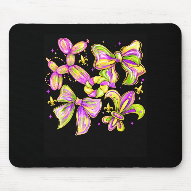 Mardi Gras Carnival Coquette Bow King Cake Fleur D Mouse Pad (Front)