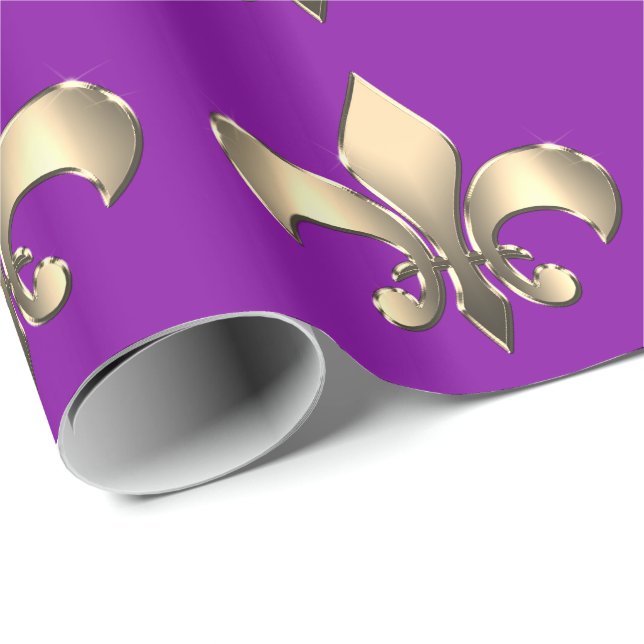 Mardi Gras Carnival Fleur de Lis Wrapping Paper (Roll Corner)