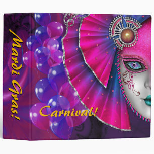 Mardi Gras Carnival Hot Pink Balloons Album Binder
