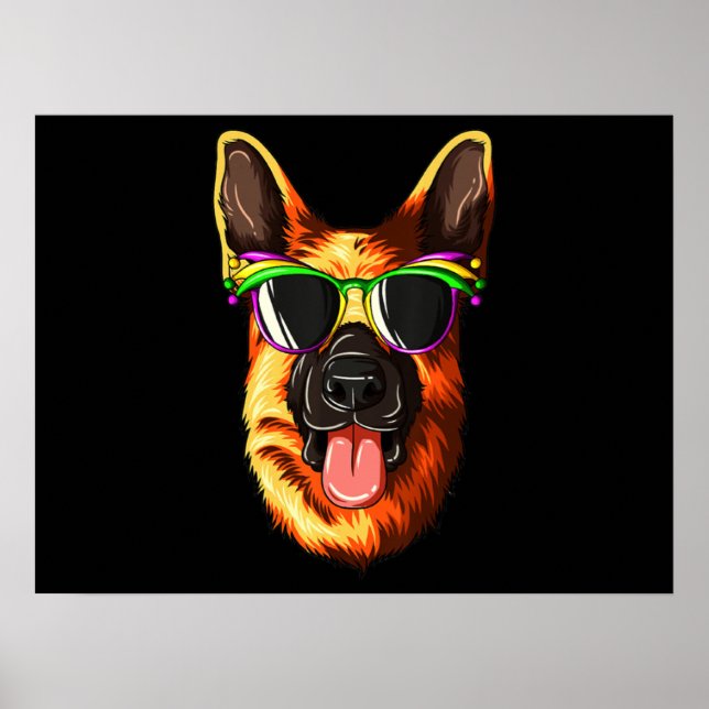 Mardi Gras Carnival Mask German Shepherd Poster (Front)