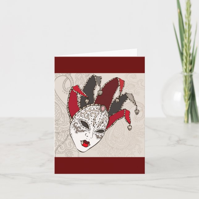 Mardi Gras Carnival Mask Note Cards (Front)