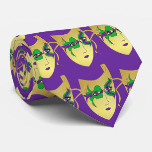 Mardi Gras Carnival Mask on Purple NeckTie