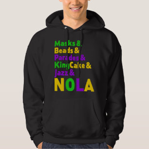 Mardi Gras Carnival Masks Beads Jazz Parade King C Hoodie