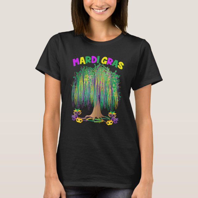 Mardi Gras Carnival Mexican Graphic Bead Tree Bour T-Shirt (Front)