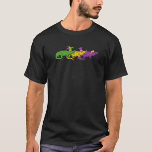 Mardi Gras Carnival Party Cute Three Alligator Lov T-Shirt