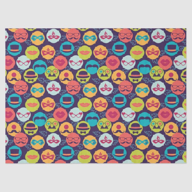 Mardi Gras | Carnival Party Face Mask Pattern Tissue Paper (Front)