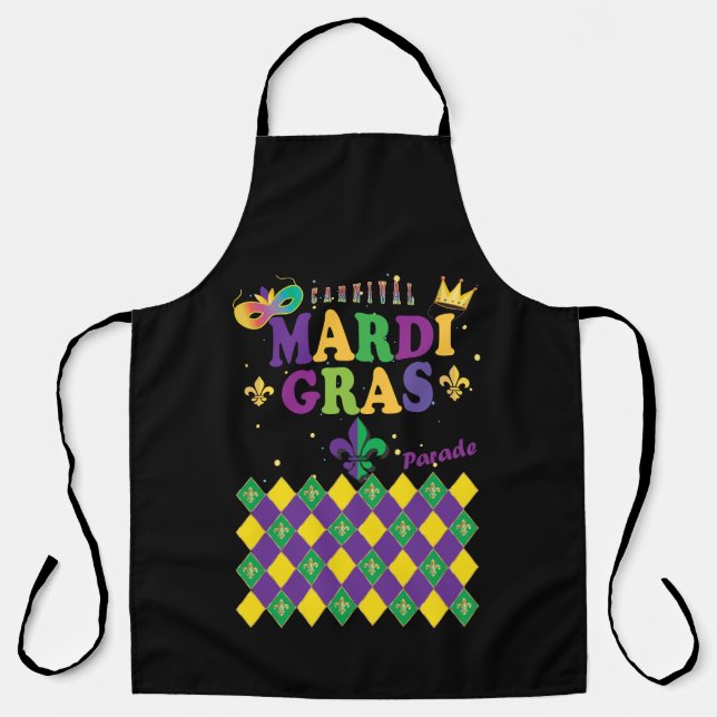 Mardi Gras Carnival Party Fleur de Lis Rhombus Apron (Front)