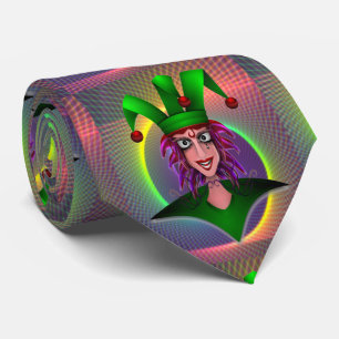 Mardi Gras Carnival Purple Green Jester Tie