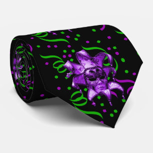 Mardi Gras Carnival Purple Mask With Confetti Tie