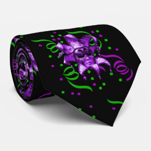 Mardi Gras Carnival Purple Mask With Confetti Tie