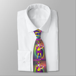 Mardi Gras Carnival Purple Yellow Jester Tie