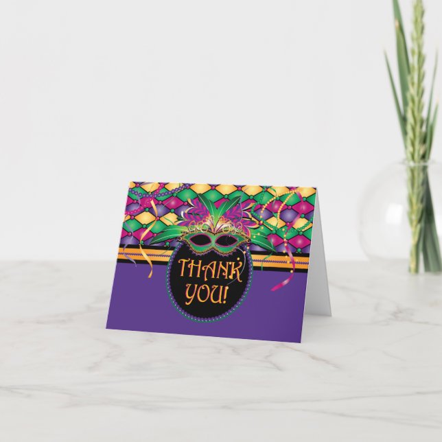 Mardi Gras, Carnival Thank You Cards (Front)