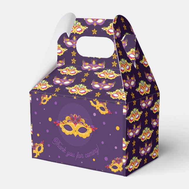 Mardi Gras Carnival Thank you  Favor Box (Front Side)