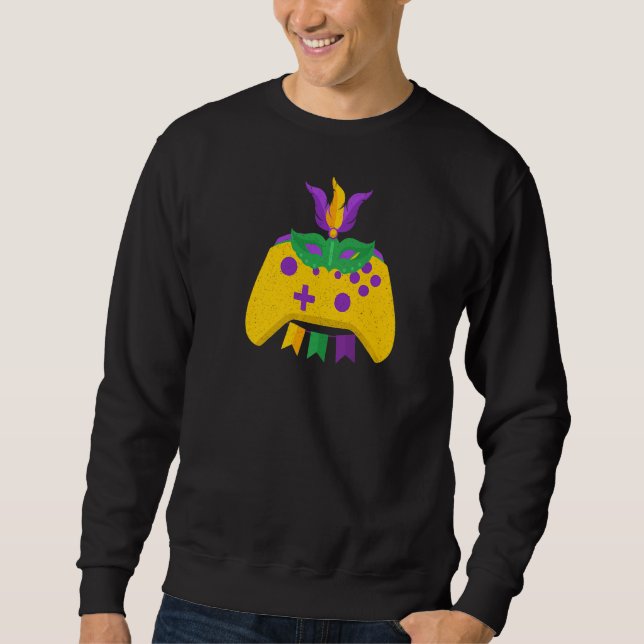 Mardi Gras Carnival Video Game Controller Cajun Fe Sweatshirt (Front)