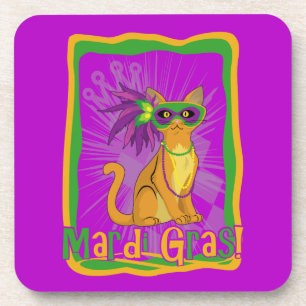 Mardi Gras Cat Coaster