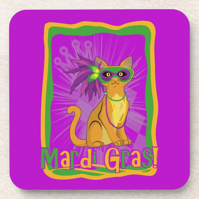 Mardi Gras Cat Coaster (Front)