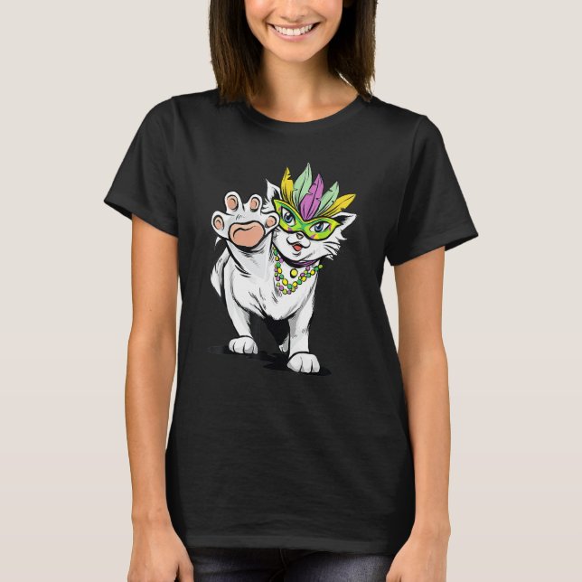 Mardi Gras Cat Costume Let The Shenanigans Begin M T-Shirt (Front)