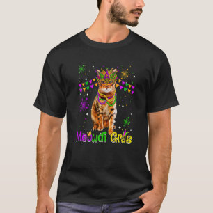 Mardi Gras Cat Cute Bengal Cat Carnival Mask T-Shirt